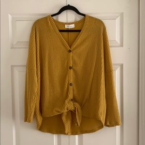 Oversized mustard yellow long sleeve top